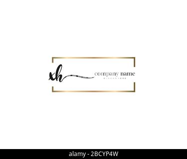 XH Initial Letter handwriting logo hand drawn template vector, logo for beauty, cosmetics, wedding, fashion and business Stock Vector