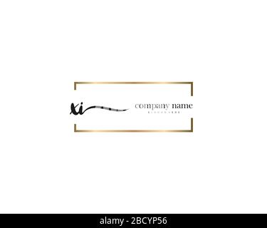 XI Initial Letter handwriting logo hand drawn template vector, logo for beauty, cosmetics, wedding, fashion and business Stock Vector