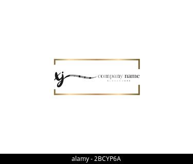 XJ Initial Letter handwriting logo hand drawn template vector, logo for beauty, cosmetics, wedding, fashion and business Stock Vector
