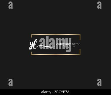 YL Initial Letter handwriting logo hand drawn template vector, logo for beauty, cosmetics, wedding, fashion and business Stock Vector