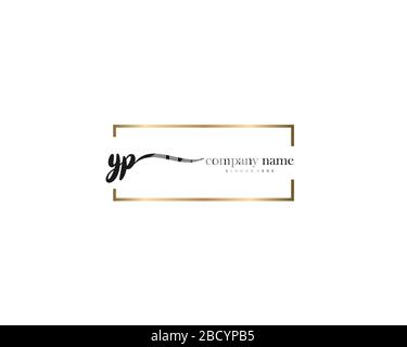 YP Initial Letter handwriting logo hand drawn template vector, logo for beauty, cosmetics, wedding, fashion and business Stock Vector