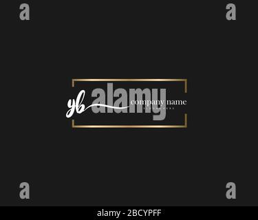 YB Initial Letter handwriting logo hand drawn template vector, logo for beauty, cosmetics, wedding, fashion and business Stock Vector