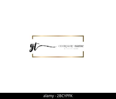 YT Initial Letter handwriting logo hand drawn template vector, logo for beauty, cosmetics, wedding, fashion and business Stock Vector