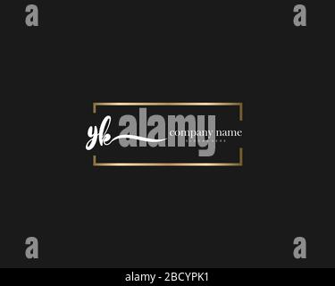 YK Initial Letter handwriting logo hand drawn template vector, logo for beauty, cosmetics, wedding, fashion and business Stock Vector
