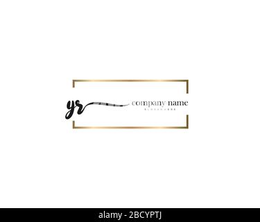 YR Initial Letter handwriting logo hand drawn template vector, logo for beauty, cosmetics, wedding, fashion and business Stock Vector