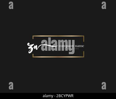 ZN Initial Letter handwriting logo hand drawn template vector, logo for beauty, cosmetics, wedding, fashion and business Stock Vector