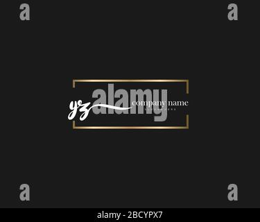 YZ Initial Letter handwriting logo hand drawn template vector, logo for beauty, cosmetics, wedding, fashion and business Stock Vector