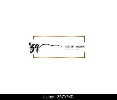 ZQ Initial Letter handwriting logo hand drawn template vector, logo for beauty, cosmetics, wedding, fashion and business Stock Vector