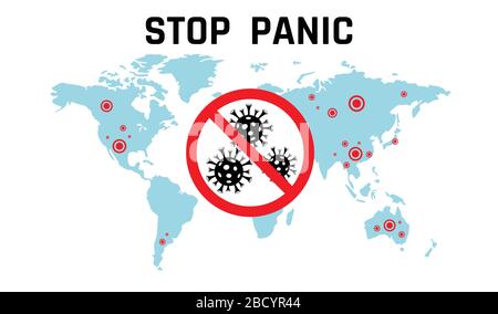 Coronavirus lettering protection banner. Stop pandemic coronavirus outbreak. Don t panic. Stop panic. Stock Vector