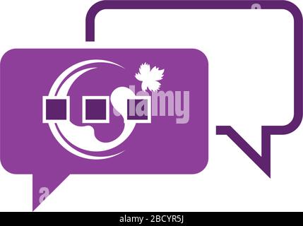 Bubble chat grapes icon logo template Stock Vector