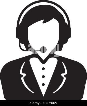 business woman with headset. support / help center operator icon Stock Vector