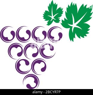 Grape with leaf logo icon template illustration Stock Vector