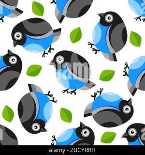 Spring Birds Illustration, Seamless, Pattern Vector Illustration For Your Decor Stock Vector