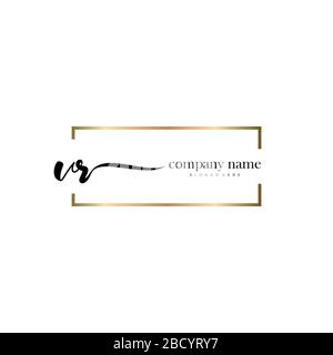 VR Initial Letter handwriting logo hand drawn template vector, logo for beauty, cosmetics, wedding, fashion and business Stock Vector