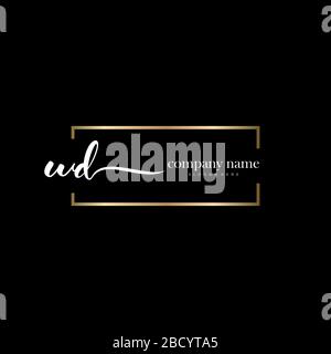 WD Initial Letter handwriting logo hand drawn template vector, logo for beauty, cosmetics, wedding, fashion and business Stock Vector