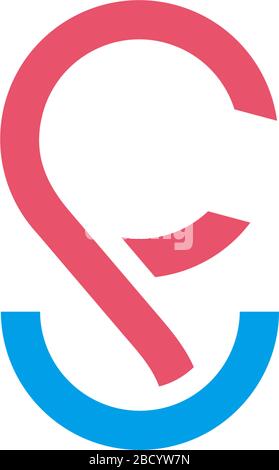 letter fu simple geometric loop line design symbol logo vector Stock Vector