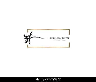 ZF Initial Letter handwriting logo hand drawn template vector, logo for beauty, cosmetics, wedding, fashion and business Stock Vector