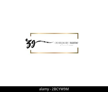 ZG Initial Letter handwriting logo hand drawn template vector, logo for beauty, cosmetics, wedding, fashion and business Stock Vector