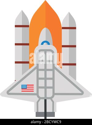 space shuttle usa flat detailed icon Stock Vector