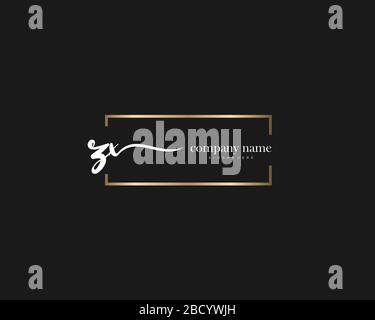 ZX Initial Letter handwriting logo hand drawn template vector, logo for beauty, cosmetics, wedding, fashion and business Stock Vector