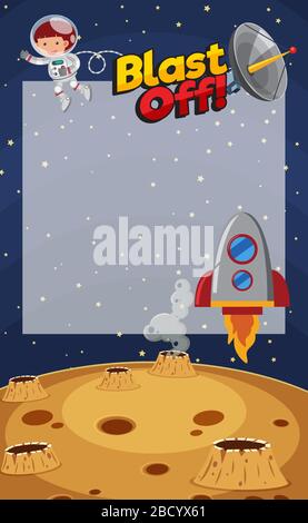 Poster design with word blast off and many planets in the space ...