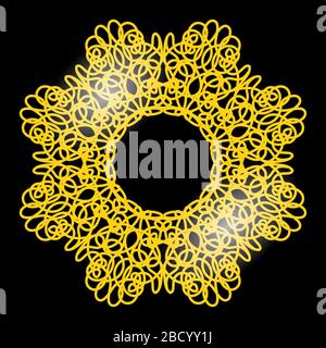 Gold Frame Isolated on White Background. Yellow Metallic Circle. Retro Luxury Stock Vector