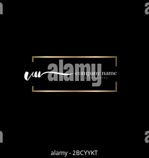 VU Initial Letter handwriting logo hand drawn template vector, logo for beauty, cosmetics, wedding, fashion and business Stock Vector