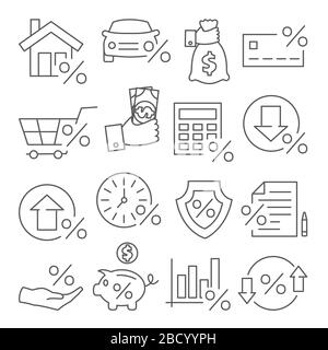 Loan and Credit line icons on white background Stock Vector