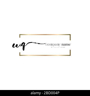 WQ Initial Letter handwriting logo hand drawn template vector, logo for beauty, cosmetics, wedding, fashion and business Stock Vector