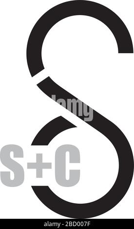 letter sc simple geometric loop line design symbol logo vector Stock Vector