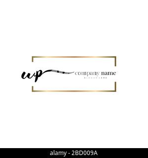 WP Initial Letter handwriting logo hand drawn template vector, logo for beauty, cosmetics, wedding, fashion and business Stock Vector