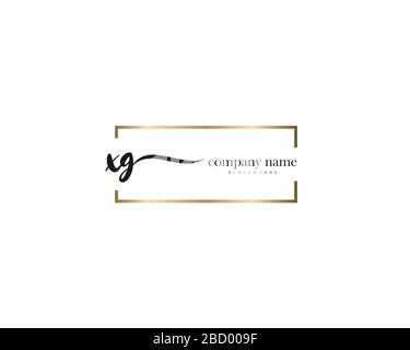XG Initial Letter handwriting logo hand drawn template vector, logo for beauty, cosmetics, wedding, fashion and business Stock Vector