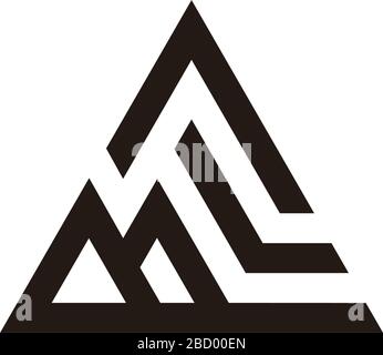 letter ml simple triangle lines art abstract geometric logo vector Stock Vector