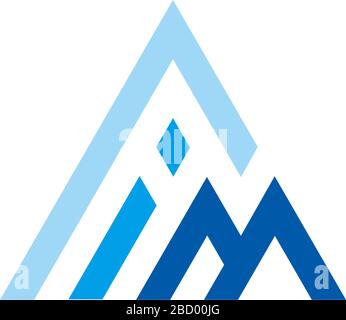 letter im geometric blue mountain sky triangle logo vector Stock Vector