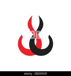 linked curves object logo vector Stock Vector
