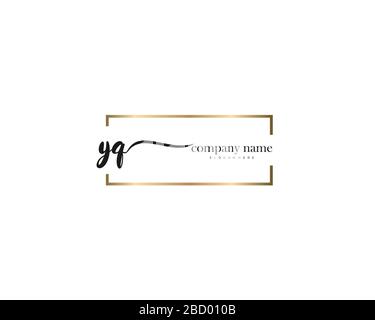 YQ Initial Letter handwriting logo hand drawn template vector, logo for beauty, cosmetics, wedding, fashion and business Stock Vector