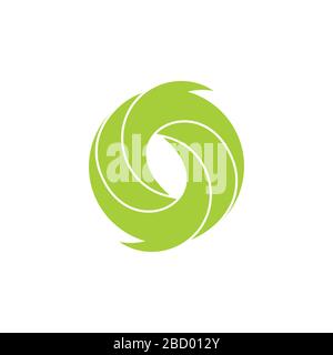 green curves circles 3d rotation shape logo vector Stock Vector