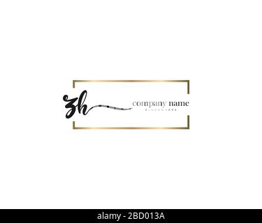 ZH Initial Letter handwriting logo hand drawn template vector, logo for beauty, cosmetics, wedding, fashion and business Stock Vector