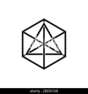 triangle hexagonal linked line logo vector Stock Vector