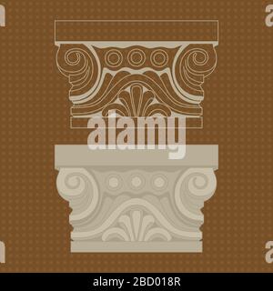 Classical capital similar to Ionic order. Stock Vector