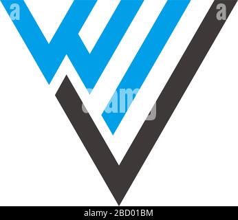 letter wv stripes geometric triangle logo vector Stock Vector