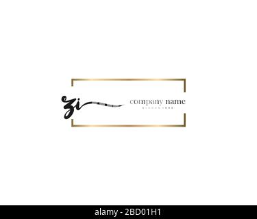 ZI Initial Letter handwriting logo hand drawn template vector, logo for beauty, cosmetics, wedding, fashion and business Stock Vector