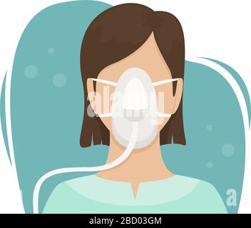 The patient is lying in the hospital on a ventilator. Fighting the coronavirus. Stock Vector