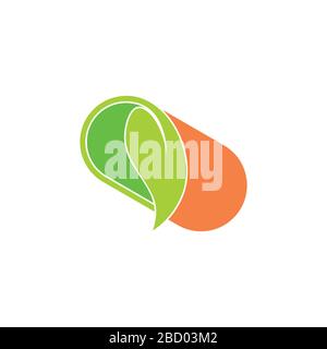 capsule leaf shape natural medicine symbol colorful logo vector Stock Vector