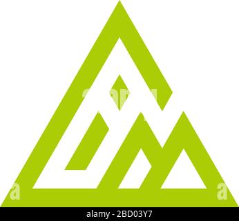 letter i m green mountain triangle geometric logo vector Stock Vector