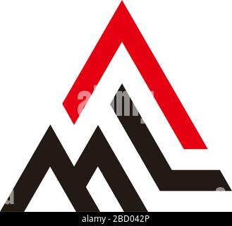 letter ml triangle arrow geometric logo vector Stock Vector