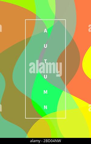 Vertical poster with overlapping curved waves, autumn sale banner, color abstract geometric background for season discount. Vector illustration Stock Vector