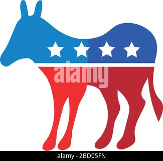 donkey with usa flag flat detailed style Stock Vector