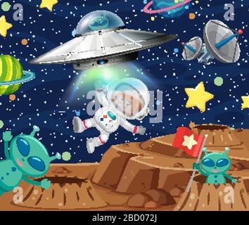 UFO and Aliens in Space Scene illustration Stock Vector Image & Art - Alamy