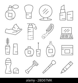 Cosmetics Line Icons on white